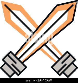 swords warrior crossed isolated icon Stock Vector