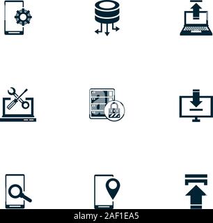 bundle of data center set icons Stock Vector