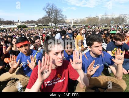 Washington, United States. 12th Dec, 2019. Students from the Washington, DC area stage a walkout and march in protest of gun violence in Washington, DC, on March 14, 2019. The group rallied at the White House before marching on the Capitol. Photo by Pat Benic/UPI Credit: UPI/Alamy Live News Stock Photo