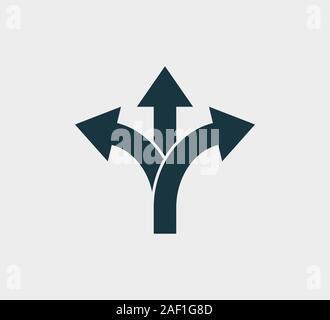 3 way decision opportunity option arrow. Three way direction vector ...