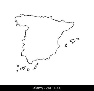 Spain map on white background, outline. Vector illustration. Outline. Stock Vector