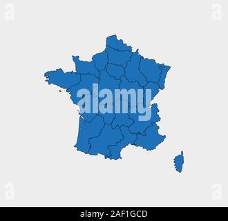 France map, states border map. Vector illustration. Stock Vector