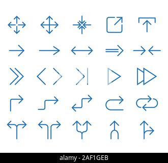 Line Arrow icon set. Vector illustration, flat design Stock Vector