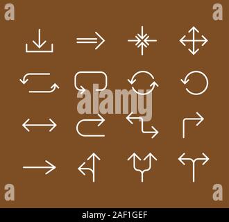 Line Arrow icon set. Vector illustration, flat design Stock Vector