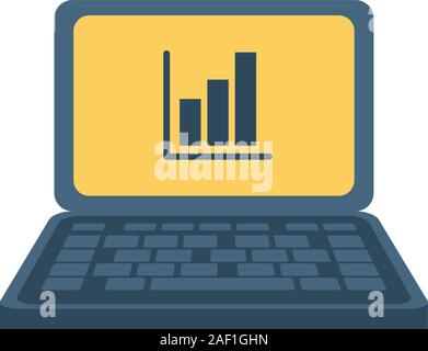 laptop computer with statistics bars Stock Vector