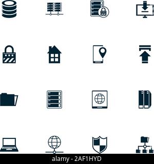 bundle of data center set icons Stock Vector