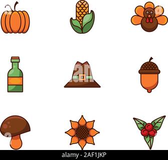 bundle of thanksgiving set icons Stock Vector
