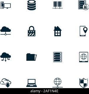 bundle of data center set icons Stock Vector