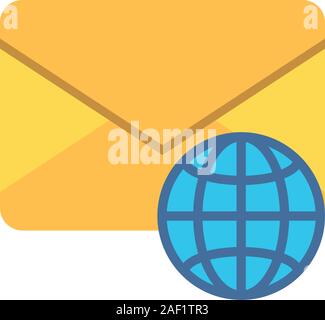 envelope mail with sphere planet postal service Stock Vector