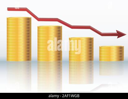 Financial concept, declining graph Stock Vector