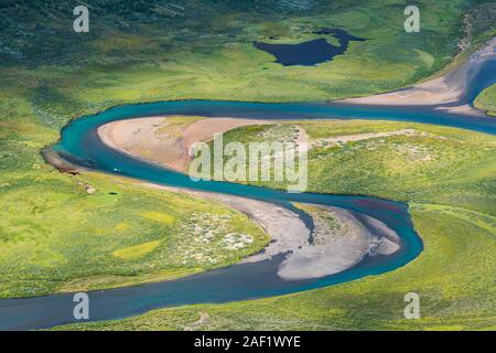 View of winding river Stock Photo