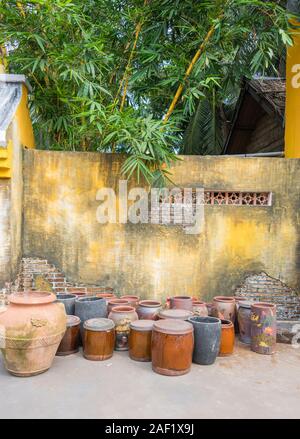 Vietnamese hand made plant pots, Vietnam Stock Photo