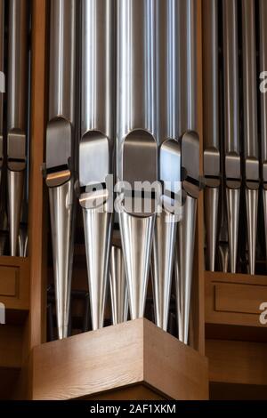 Organ pipes in Hallgrimskirkja Cathedral, Reykjavik, Iceland Stock Photo