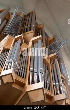 Organ pipes in Hallgrimskirkja Cathedral, Reykjavik, Iceland Stock Photo