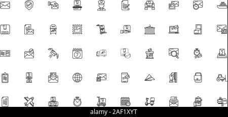 bundle of postal service icons Stock Vector