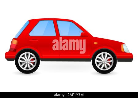 Red car. Side view Stock Vector