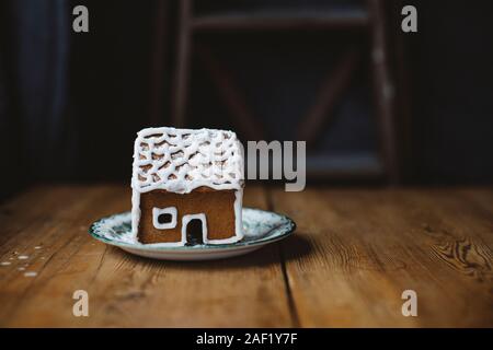 Gingerbread house on table Stock Photo
