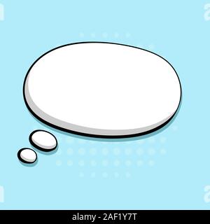 Speech bubble in comic book style. Blank message on blue background. Hand drawn doodle Stock Vector