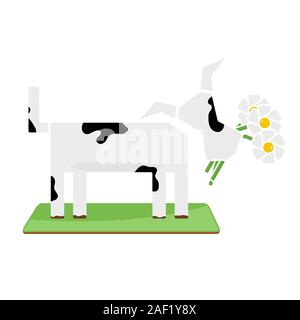 Cow with flowers. Minimalistic vector illustration Stock Vector