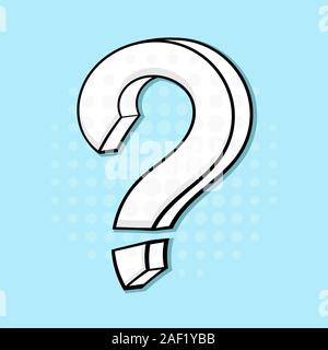 Question mark. Hand drawn sketch on blue background Stock Vector