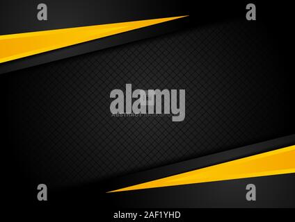 Abstract template yellow geometric triangles contrast black background. You can use for corporate design, cover brochure, book, banner web, advertisin Stock Vector