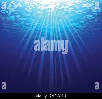Blue underwater background with sunbeams. Vector illustration - EPS 10 ...