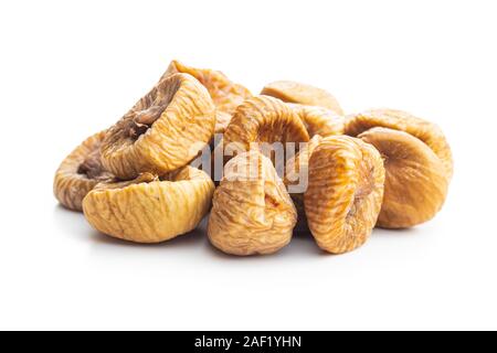 Sweet dried figs isolated on white background. Stock Photo