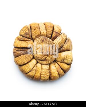 Sweet dried figs isolated on white background. Stock Photo