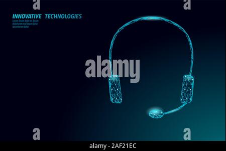Customer service 3D manager concept. AI assistance headphone call center hotline. Client support consultant online help information. Telemarketing Stock Vector