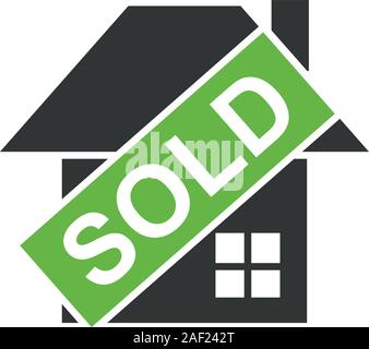 house front facade with sold label Stock Vector