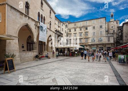 Narodni Trg in the center of city Split, Dalmatia, Croatia Stock Photo