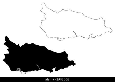 Saint Thomas Parish (Parishes of Jamaica, Surrey County) map vector illustration, scribble sketch St Thomas map Stock Vector