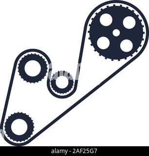 car gears and chain assembly piece flat icon Stock Vector