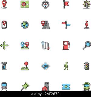 bundle of maps and navigation icons Stock Vector