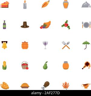bundle of thanksgiving set icons Stock Vector