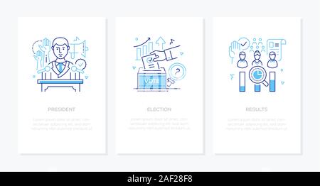 Politics concept - line design style banners set Stock Vector