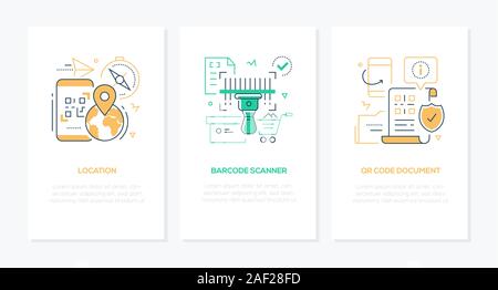 Navigation and information - line design style banners set Stock Vector