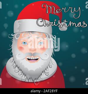 Character Santa Claus inscription Merry Christmas on isolated background. Vector image Stock Vector