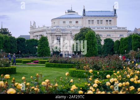 Volksgarten and Burgtheater in Vienna of Austria Stock Photo