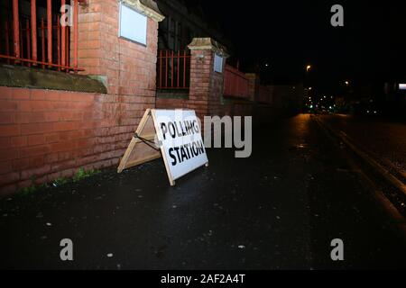 Rochdale, UK. 12th December, 2019. Castlemere Community Center which serves a diverse community is turned into a polling station for the general election. Voting opened at 7am but there are few early morning voters with rain possible delaying the trip to vote.  Tweedale Street, Rochdale  , Lancashire, UK. Credit: Barbara Cook/Alamy Live News Stock Photo