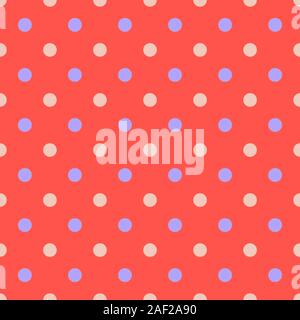 Seamless pattern, red texture or background with blue and gray polka dots on red background for web design, desktop wallpaper, winter blog, website or Stock Photo