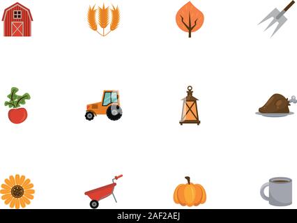 bundle of thanksgiving set icons Stock Vector