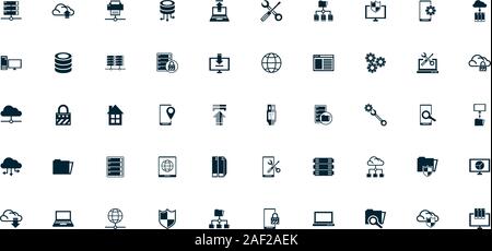 bundle of data center set icons Stock Vector
