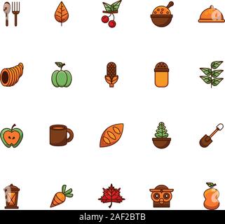 bundle of thanksgiving set icons Stock Vector