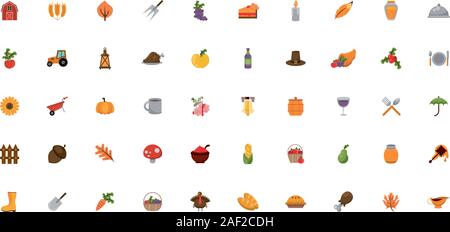 bundle of thanksgiving set icons Stock Vector