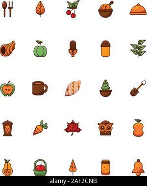 bundle of thanksgiving set icons Stock Vector