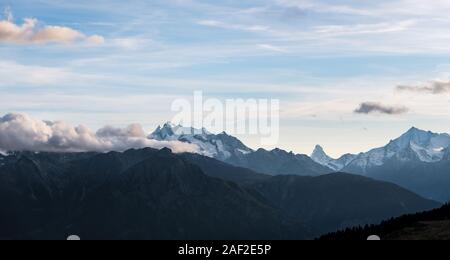 Mountain range along Bettmeralp, Wallis in the swiss alps in Switzerland, Western Europe Stock Photo