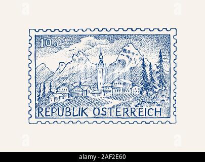 Vintage Postage Stamps Set Ancient Landscapes Stock Vector