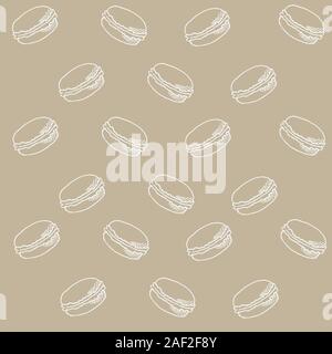 Macaroon cookies on a light brown background, hand-drawn, vector background for design. banner Stock Vector