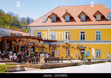 People in street cafe and restaurant in Rogaska Slatina Stock Photo